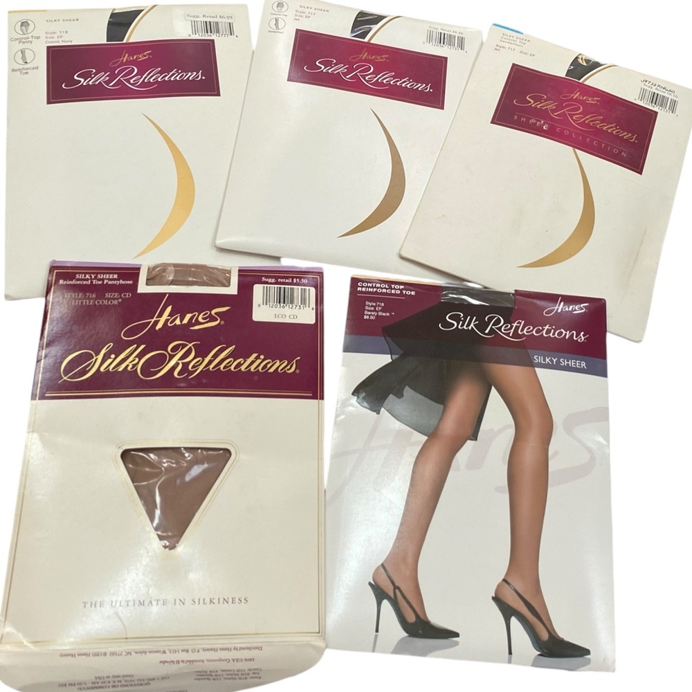 5 Pair of Hanes Silk Reflections Pantyhose SILKY SHEER Nylons size EF x 4, CDx1